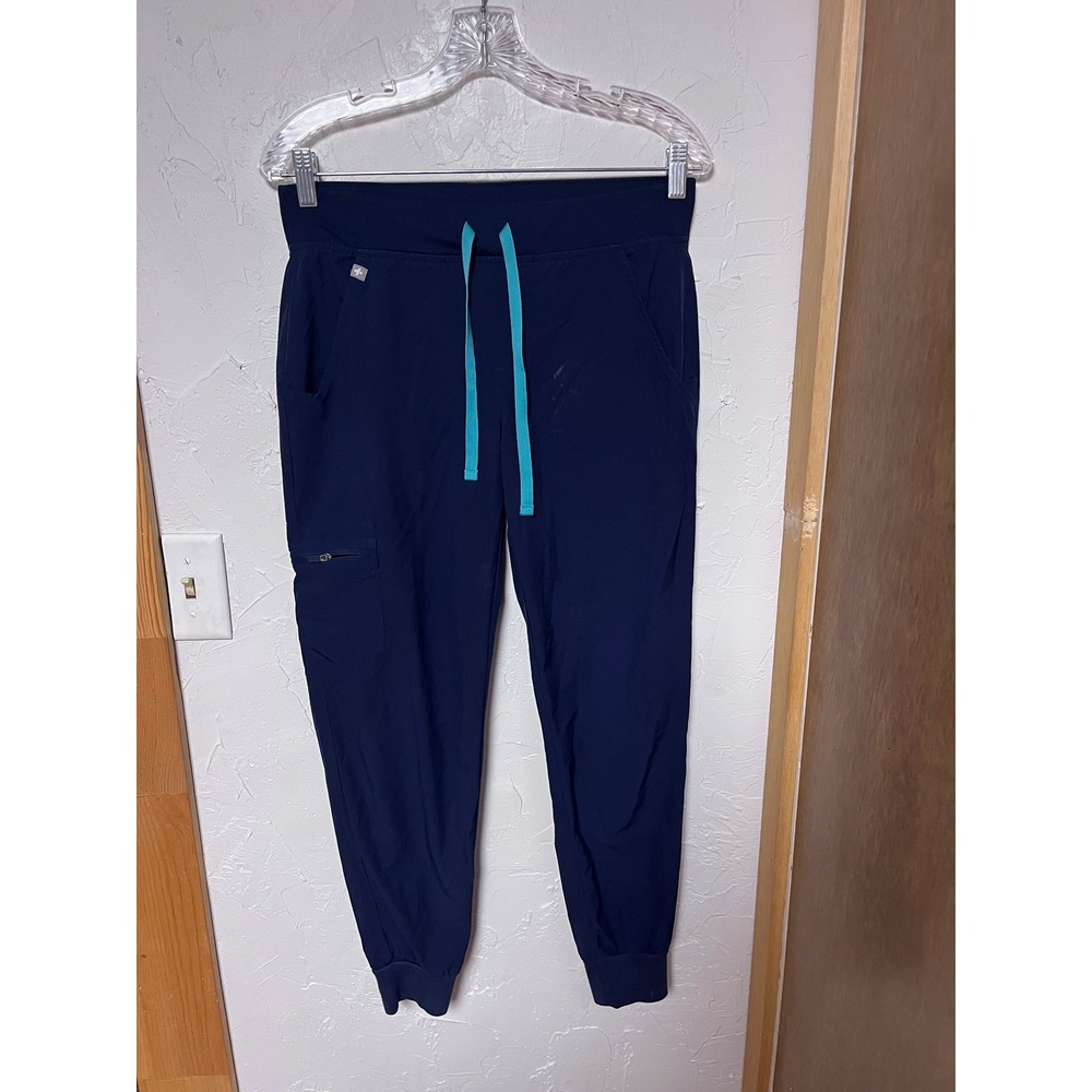FIGS Technical Collection Navy Blue Scrub Joggers Womens Small S/P Teal String